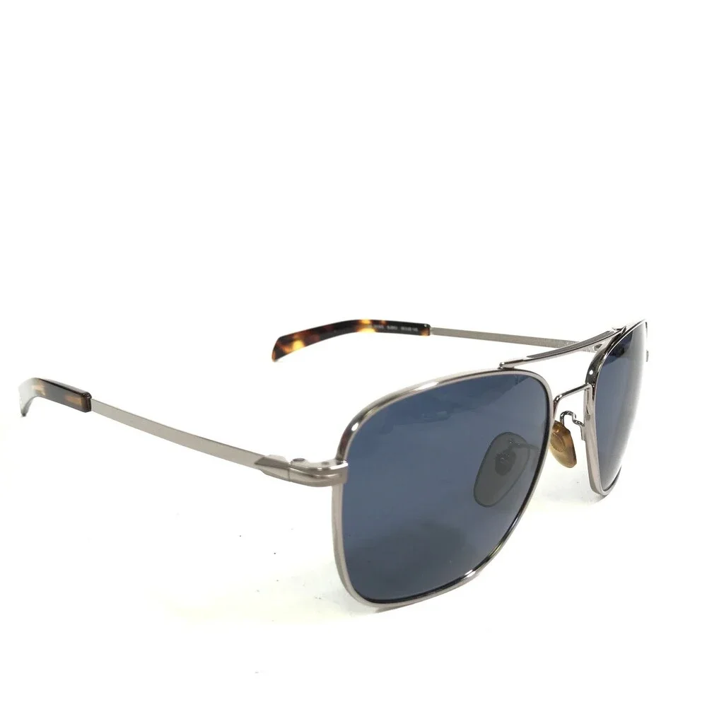 David Beckham Sunglasses DB 7019/S 6LBKU Silver Square Frames with Blue Lenses
